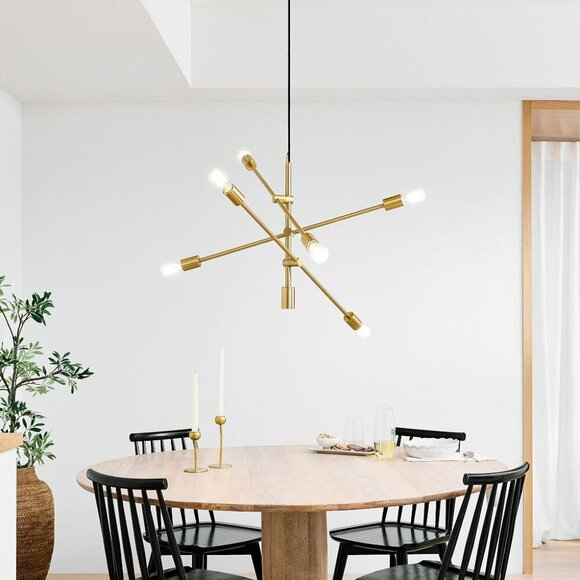 West Elm Mobile Chandelier (29") Antique Brass Hanging Light Retail: $250. LOOK - Picture 5 of 8